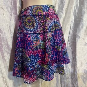 Just Funky lined light cotton tiered skirt SZ XL NWT, side zip, flowy, flirty
